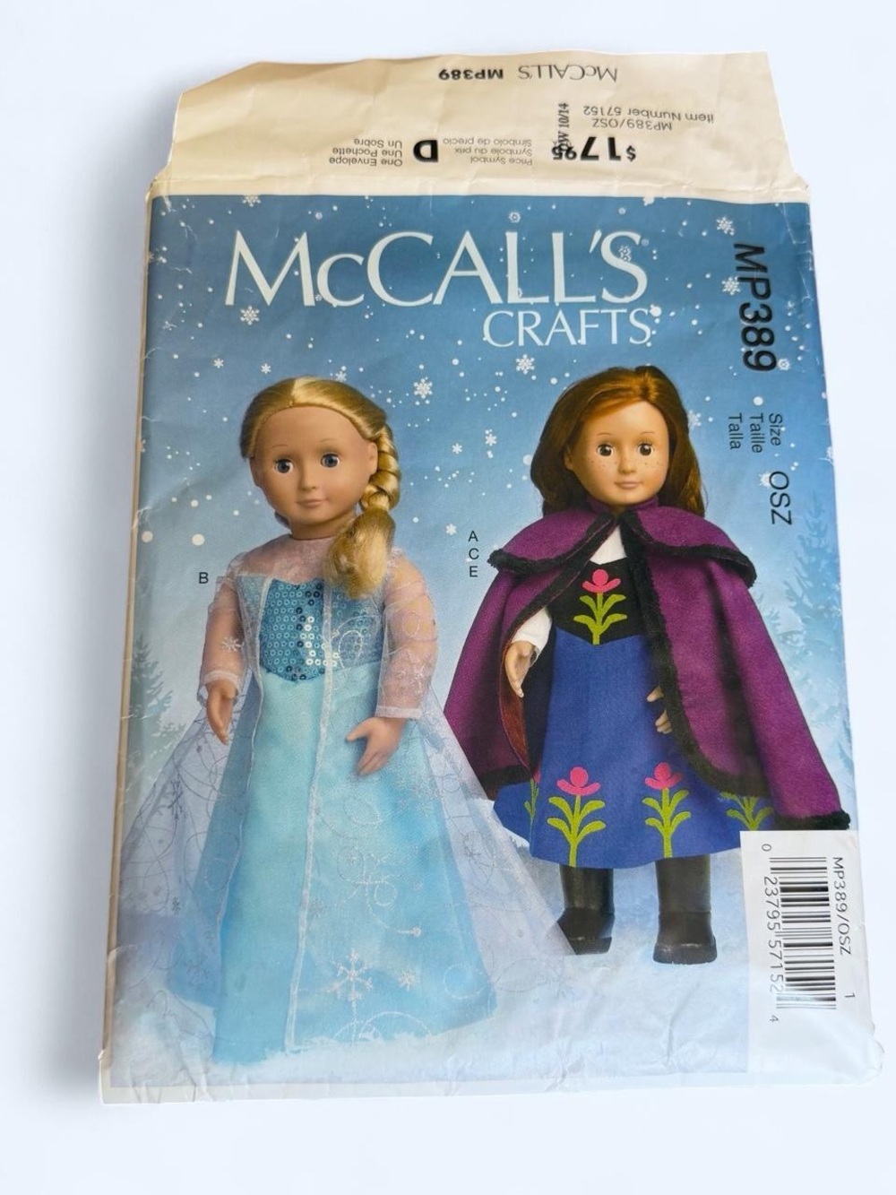 McCall's Crafts 18” Doll Costume Pattern Frozen Elsa Anna
